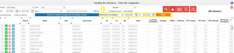 DV-Planning - Liste des absences remontées en paie